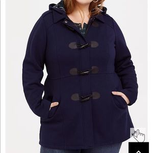 Torrid Navy Fleece Toggle Coat